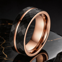 Anillo de Acero de Tungsteno de Primera Calidad JLM, Chapado en Oro Rosa, Martillado, para Hombre y Mujer, Anillo de Boda, Joyería para el Dedo