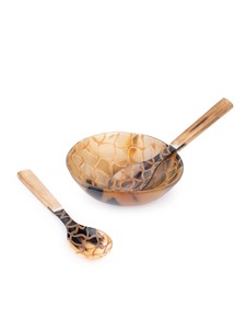 Vente en gros de bols à soupe et à salade en bois de corne, écologiques, imperméables, faits à la main, polis, à motif ovale, imitation antique, ambiance artisanale - Product Image 2