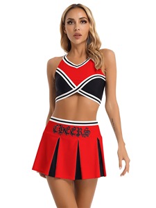 ผู้หญิงสาวชุดนักเรียนชุดเครื่องแต่งกายเสื้อด้านบนลายสก๊อตเชียร์ลีดเดอร์กระโปรงชุดเครื่องแต่งกายเชียร์ลีดเดอร์ - Product Image 3