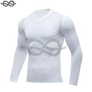 T-shirt de sport à manches longues pour hommes, vêtements de compression de gymnastique thermique et athlétique, haut léger pour hommes, blanc - Product Image 5