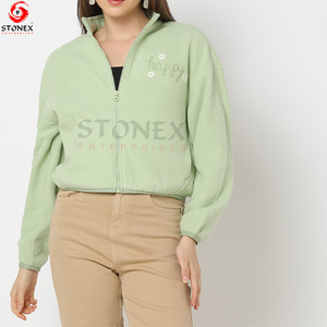 Women's Fashion Long Sleeve Polyester Sweatshirt <b>Stand</b> Collar Half Zipper <b>Crystal</b> Front Logo Customized Logo for Winter Season - Product Image 6