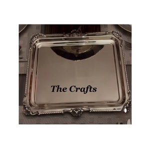 Lot de 2 plateaux de nourriture en chocolat couleur or en métal en vrac de différentes tailles accessoires de table plateau de service alimentaire - Product Image 2