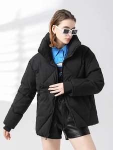 Chaqueta Acolchada de Cuero para Mujer, Personalizada, Colores Sólidos, Teñida, Ecológica, Transpirable, Resistente al Viento, Otoño Invierno 2023 - Product Image 3