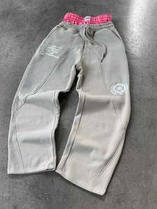 High Weight High Quality Oversized Cotton Sweatpants <b>Jogger</b> Wide Leg <b>Baggy</b> Midweight Elastic Waist Embroidery - Product Image 2