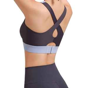 New Contrast Color Strappy Sports Bra With <b>Pad</b> Cross Back Sports Bra Yoga Fitness <b>Running</b> Training Workout Tops For Women - Product Image 4