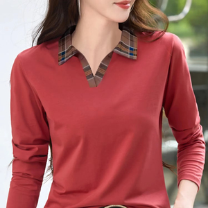Chemise unie en coton biologique pour femmes, polos à manches longues au design élégant, polos de qualité supérieure pour femmes, vente en gros - Product Image 1