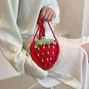 Crochet Cotton Strawberry Shape Hand-knitted Fashion Single Handle Coin <b>Purse</b> for Children Cute Christmas & Birthday Gift - Product Image 1