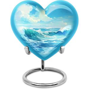 Hot Selling <b>Keepsake</b> Heart Urn Cremation Urn <b>for</b> Human <b>Ashes</b> with Premium Stand Handcrafted Mini Urn Heat Shaped - Product Image 1