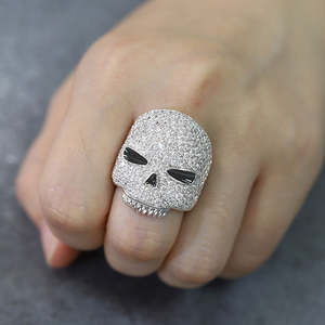 Bague Tête de Squelette Hip Hop Iced Out en Argent Sterling S925 avec Moissanite Certifiée et Sertissage Pavé pour Hommes, Mariage et Fêtes - Product Image 1