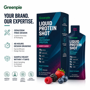 Greenpie OEM Shot de protéines liquides saveur baies, sans sucre, sans glucides, sans graisse, pour la récupération musculaire, supplément protéiné liquide aux acides aminés - Product Image 1