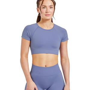 Hauts courts écologiques personnalisables pour femmes été à manches courtes vêtements actifs pour Yoga Gym T-shirts d'entraînement vêtements de sport - Product Image 1