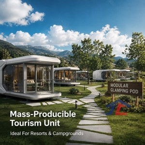 <span class=keywords><strong>Casa</strong></span> Cápsula Espacial Modular Prefabricada Premium con Terraza de Vidrio Curvo para Hotel de Resort de Montaña - Product Image 4