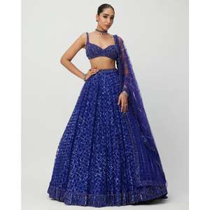 Elegante y Moderno Lehenga Choli Étnico con Cintura Natural, Largo hasta el Suelo, Corte en A, Bordado, Dupatta de Organza, Estampado para Fiesta de Mujer - Product Image 5