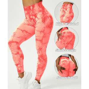 ที่กําหนดเองสินค้าใหม่ยิมสูงเอวTie Dyeกางเกงขายาวโลโก้ที่กําหนดเองผู้หญิงScrunch Butt SeamlessโยคะLeggings - Product Image 5