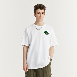 เสื้อยืดเจอร์ซีย์แขนสั้นผู้ชาย Streetlab ปักลายต้นสนด้วยไหมเชนีล ทรงหลวม สไตล์สตรีท ผ้าฝ้าย 100% 220 กรัม - Product Image 1