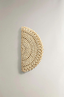 Napperon rond en raphia fait à la main Artisan Tapis de table écologique naturel pour décor de salle à manger bohème, rustique ou d'été