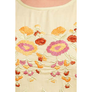 Vestido Mini Ajustado con Bordado Floral Verde Lima, Estilo Casual para Oficina, Talla XS, Estilo Urbano Elegante, Largo hasta la Rodilla, Cintura Natural - Product Image 6