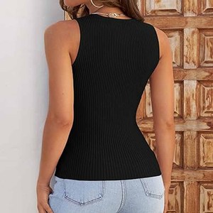 Camisetas sin mangas de moda de verano para mujer, camisas ajustadas acanaladas sin mangas, Top corto de diseño personalizado para mujer, fabricado por Dressports - Product Image 3