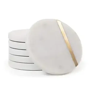 Modern & Stylish Design <b>Marble</b> Stone <b>Coaster</b> Best Quality Personalize White <b>Marble</b> <b>Coaster</b> Round Shape <b>Marble</b> <b>Coasters</b> for Drink - Product Image 1