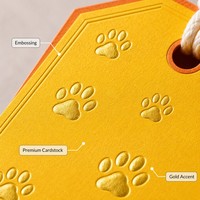 Étiquettes en papier personnalisées avec logo, étiquettes suspendues, étiquettes personnalisées avec motif de patte en relief, étiquettes de marque pour animaux de compagnie en carton bicolore