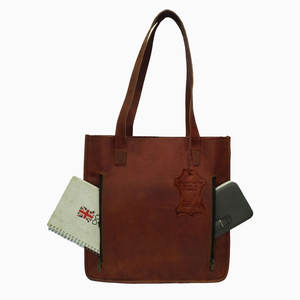 Sac à main fourre-tout en cuir véritable de grande capacité pour femmes avec fermeture à glissière sac à bandoulière marron sac à main pour ordinateur portable - Product Image 1