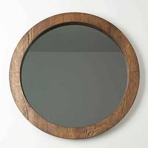 High Quality Wall Hanging Eco-friendly Solid Handcrafted Decorative Brown <b>Round</b> <b>Wooden</b> Framed Bathroom <b>Mirror</b> Modern Wall <b>Mirror</b> - Product Image 6