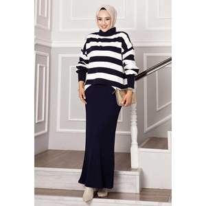 Robe courte à rayures larges Bleu Marine - Product Image 4