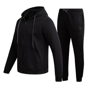 Conjunto Deportivo Negro de 2 Piezas con Sudadera con Cremallera y Pantalones Deportivos Cómodos - Product Image 1