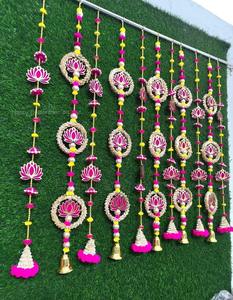 ชุด10ดอกบัวลาเต้แขวน torans ปอมปอมตกแต่งฉากหลังสำหรับงานแต่งงาน Diwali และของตกแต่งบ้าน Mandir ของขวัญตกแต่งปีใหม่ - Product Image 1