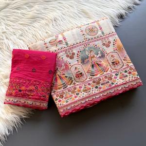 Sari de Seda Pashmina Rajwadi Patola Suave para Mujer Adulta, Tejido Jacquard, con Hilo de Cachemira, Pallu Tejido, Borde de Zari Pesado - Product Image 1