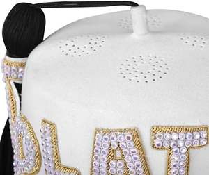 หมวก doi PHA FEZ-ขนสัตว์สีขาวบริสุทธิ์พร้อมพลอยเทียม (2แถว) ปรับแต่งชื่อลอดจ์และตราสัญลักษณ์ OEM serviced - Product Image 3