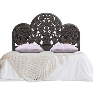 Marco de cama de madera maciza moderno de mediados de siglo Diseño de árbol tallado a mano - Product Image 1