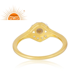 แหวนพลอย925ชุบทอง18K จากธรรมชาติ CZ & ซิทรีนเครื่องประดับแบบละเอียด - Product Image 2