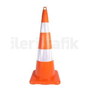 Cône de signalisation routière en PVC 75 cm, blanc réfléchissant - Product Image 1