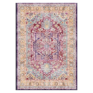 RUGS DEPOT LXDP-0289 Wholesale Multicolor Neutral Traditional Medallion Digital Printed Machine Washable Chenille Rug Non <b>Slip</b> - Product Image 1
