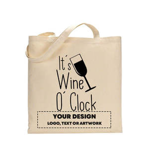 Sacs fourre-tout en coton avec motif « It's Wine O'Clock » - Vignobles - Product Image 1
