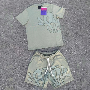 Ensemble short et t-shirt homme été 2026 personnalisé en coton 280 g/m² – Ensemble 2 pièces unisexe avec blocs de couleur - Product Image 2