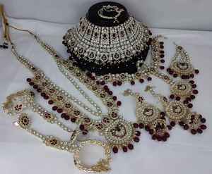 TRADITIONNEL & FANTAISIE ANTIQUE DESIGNER BIJOUX DE MARIÉE PLAQUÉ OR ET CZ ZIRCON ENSEMBLE DE COLLIER DE MARIAGE ET POUR FEMMES ET FILLE - Product Image 3