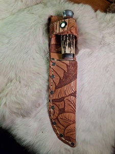 Herramienta de carbono portátil, Funda de cuero plegable para cuchillos de bolsillo rectos, herramientas para acampar y cazar al aire libre - Product Image 5