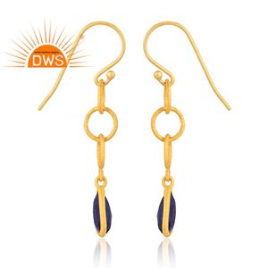 Nueva llegada de plata esterlina 18K chapado en oro Natural lapislázuli piedra preciosa colgante pendiente joyería fabricante - Product Image 3