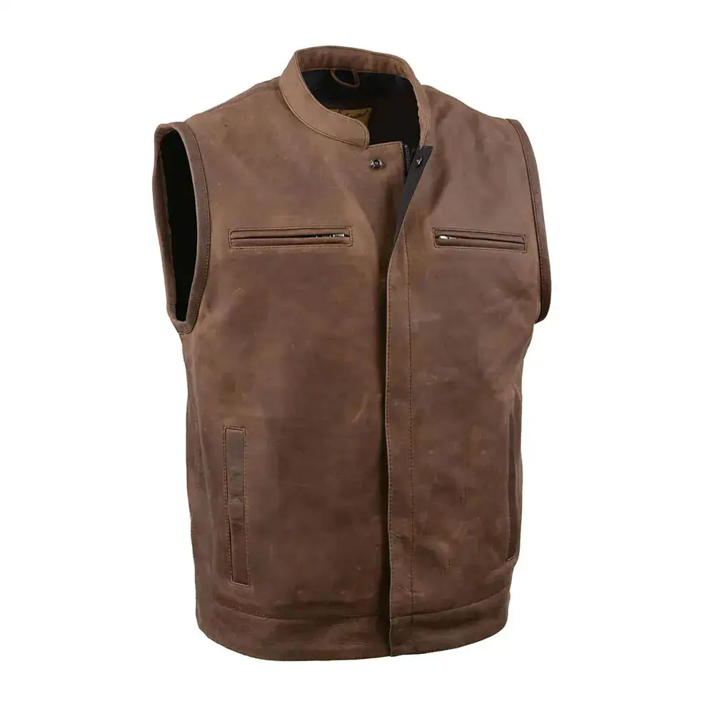 Abbigliamento Outclass Top Top Fashion Look uomo gilet in pelle da motociclista traspirante High Street senza maniche da uomo gilet in pelle da motociclista