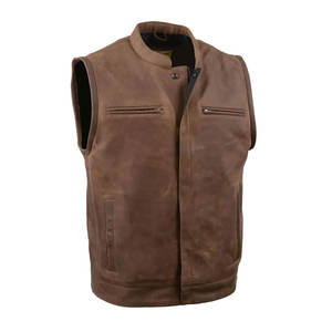 Meilleur gilet en cuir de motard tendance pour hommes vêtements d'extérieur en toile sans manches style High Street avec haut respirant - Product Image 1