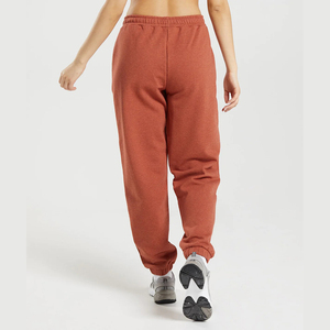 Conjunto de sudaderas con capucha informales para correr de lana de algodón pesado para mujer, pantalones deportivos de invierno de cintura alta con bolsillos, logotipo personalizado para primavera - Product Image 2