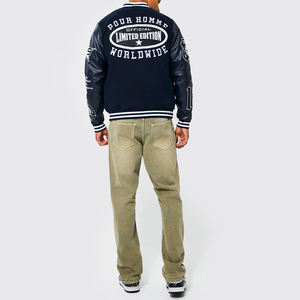 2025 Baseball Vestes OEM Conception Personnalisée Varsity Veste PU Manches Mode En Cuir Épais Letterman Vestes Patchs Personnalisés - Product Image 6