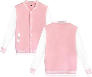 แจ็กเก็ตเบสบอลสำหรับผู้ชายผู้หญิง, แจ็คเก็ตลำลองสำหรับผู้ชายสไตล์เลตเตอร์แมนปักลายและแขนเสื้อหนัง - Product Image 1