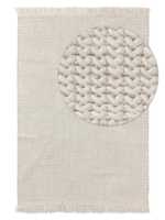 Tapis tissé à la main en laine de style nordique, élégant blanc avec motif texturé, réversible et lavable pour les intérieurs de la maison