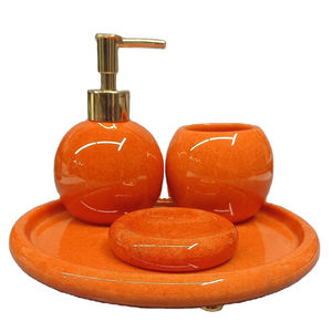 Ensemble d'accessoires de salle de bain 4 pièces en marbre rond, ensemble de bain en marbre bleu ciel, ensemble de bain en marbre rose fait main - Product Image 3