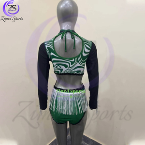 Justaucorps de majorette de qualité supérieure, élégant et confortable, avec logo personnalisé et manches longues, prix de gros par Zimvi Sports - Product Image 2
