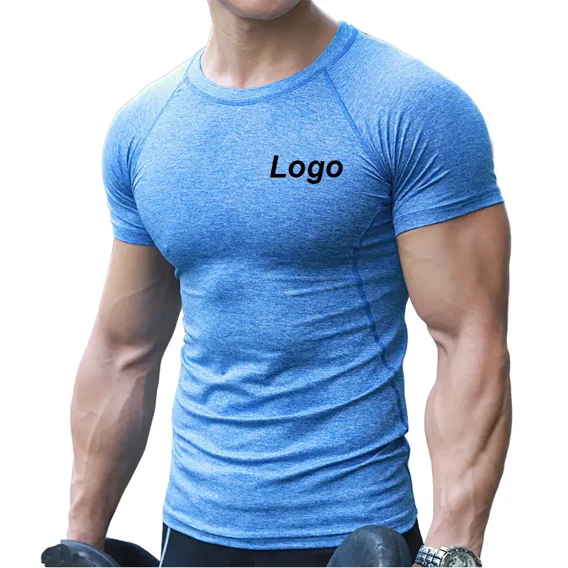 Stampa di alta qualità uomo grafica 95 cotone 5 Spandex compressione magliette elastan elasticizzato traspirante palestra manica corta T-Shirt