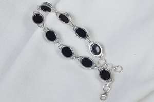 Bracelet en argent sterling onyx noir réglable fait à la main Bijoux en pierres précieuses Pierre naturelle Bracelet en argent Cadeau - Product Image 2